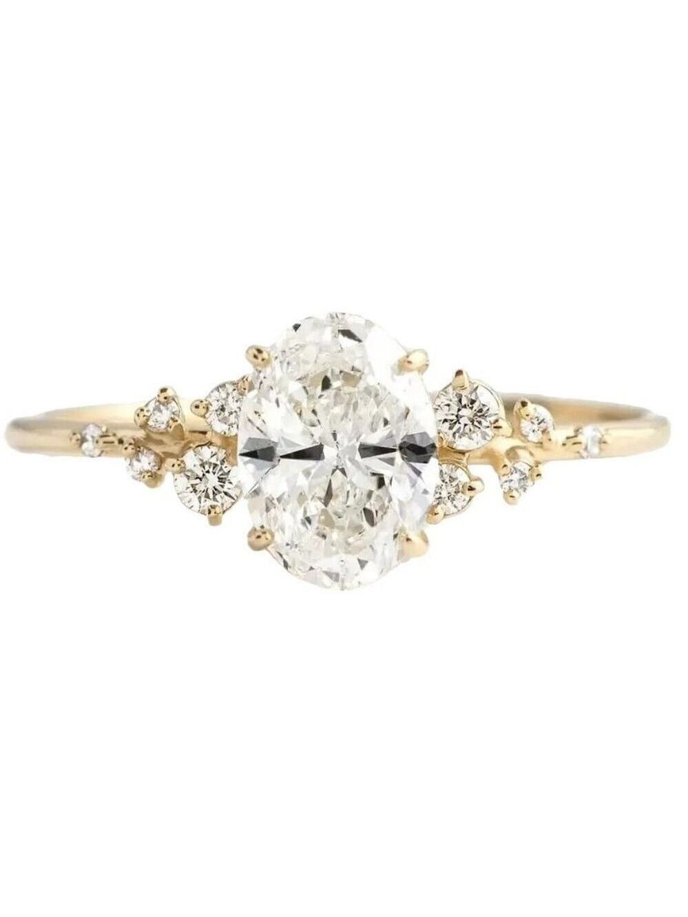 18k Gold Plated Sterling Silver Zircon Ring Elegant Sparkle